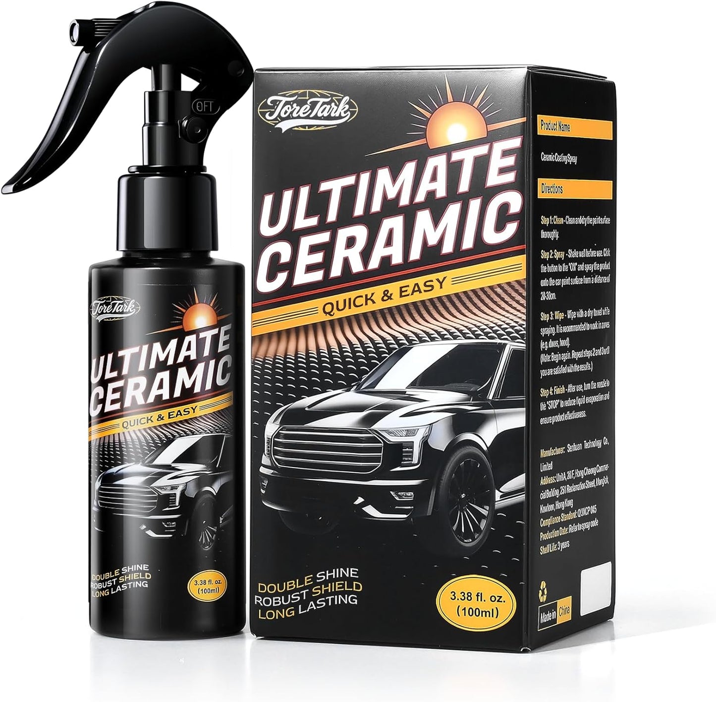 Real Ceramic Coating for Cars Polish (16 Fl Oz), Unmatched Shine Car Wax Coating Spray, No Pungent Smell, Quick Detailer Spray Wax, Lasts 50+ Washes Car Paint Sealant, Truck Accessories