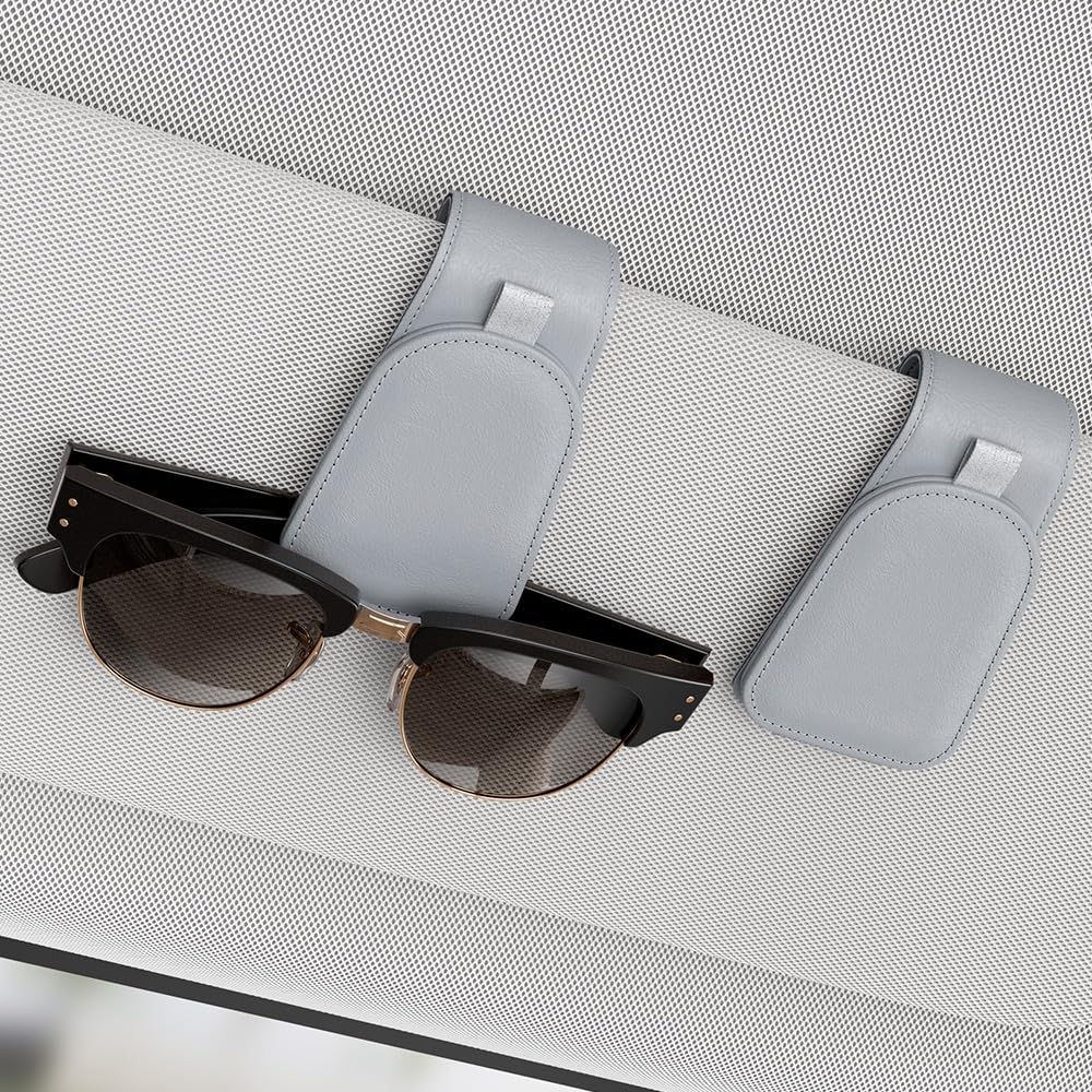 Sotfamily Sunglass Holder for Car Visor, Suede Cloth Magnetic Sunglass Organizer for Car Accessories, 2 Packs, Black