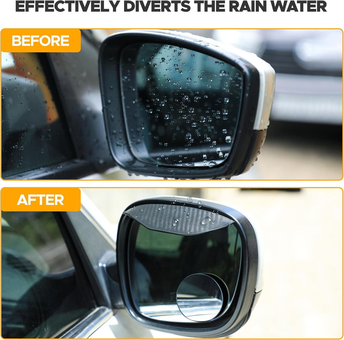 EcoNour Blind Spot Car Mirror (2 Pack) | Wide Angle for 3x Larger View | Universal Car Rear View Mirror with Rain Guard | Side Blind Spot with Adjustable Stick for Cars, SUVs, and Trucks