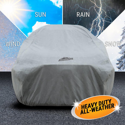 Armor All Heavy Duty Premium All-Weather SUV Car Cover by Season Guard; Max Protection from Sun Rain Wind & Snow for SUV or CUV up to 205" in Length; Indoor & Outdoor Covers; Grey