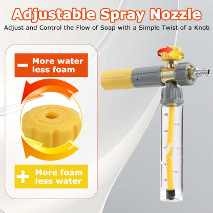 M MINGLE High Pressure Washer Gun with Foam Cannon, Foam Cannon Dual Connector Accessory, Car Wash Foam Gun Kit 1/4 Inch Quick Connector, 5 Pressure Washer Nozzle Tips