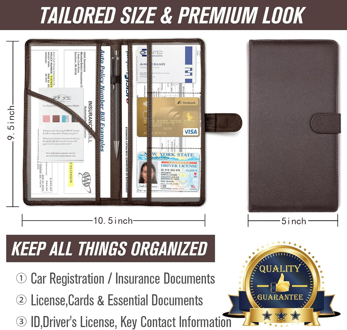 foryou Car Registration and Insurance Holder Car Document Holder Registration and Insurance Card Holder for Cards, Driver License & other Essential Documents(Purple Pink)