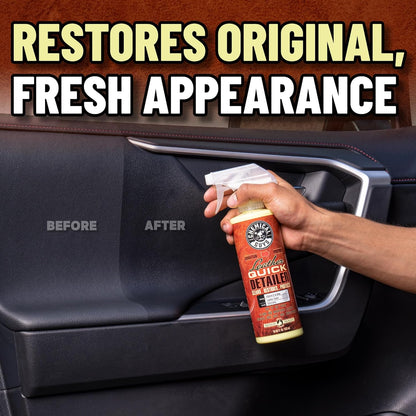 Chemical Guys Leather Quick Detailer - Interior Cleaner and Conditioner for Natural, Synthetic, Pleather, and More, Safe for Car Seats, Furniture, Apparel, Shoes & Boots, Leather Scented - 16 fl oz