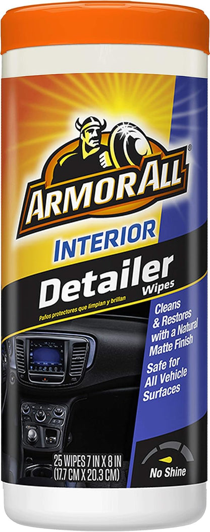 Armor All Car Protectant Wipes, Car Interior Cleaning Wipes for Cars, Trucks & Motorcycles, 25 Count Each, 150 Wipes Total (Pack of 6)
