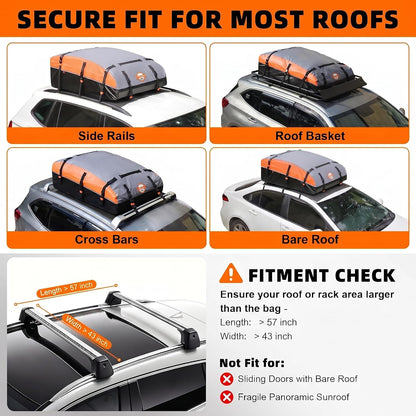 Sailnovo Rooftop Cargo Carrier Bag 21 Cubic, 1000D PVC Waterproof Vehicle Soft-Shell Carrier for Cars with/Without Roof Rack, Car Roof Storage Includes Anti-Slip Mat,10 Reinforced Straps, 6 Door Hooks