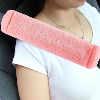 Amooca Soft Faux Fur Universal Fit Seatbelt Cover Car Truck SUV Airplane Seat Belt Shoulder Pad for Carmera Backpack Straps Neck Cushion Protector 2 Pack 10.5in Dark Gray