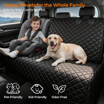URPOWER Dog Car Seat Cover for Back Seat - Waterproof Non-Slip Car Seat Protector for Dogs Pet, Scratchproof Back Bench Seat Covers for Mid-Size Cars, Mid-Size SUVs, Black