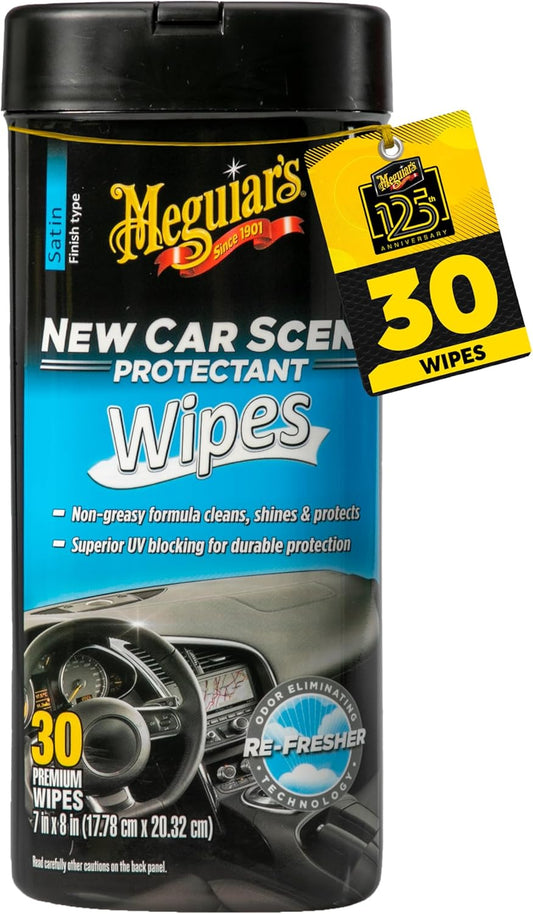 Meguiar’s New Car Scent Protectant Wipes, Car Wipes For Drivers & Detailers—Car Cleaning Wipes That Clean, Protect And Freshen; Car Interior Wipes For Cars, Trucks & Suvs - 30 Count