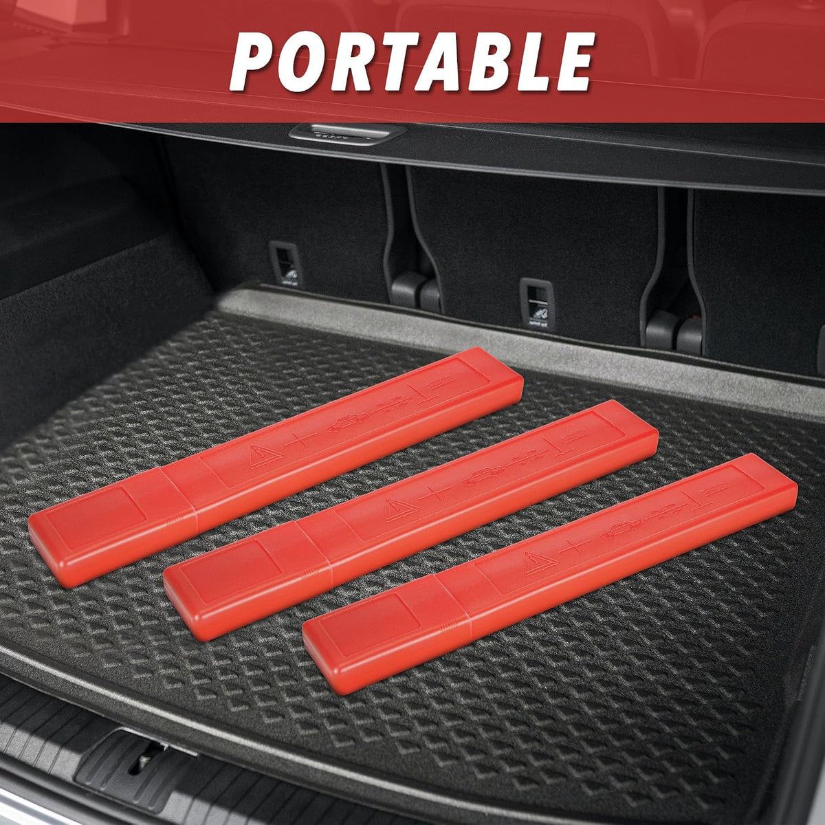 CARTMAN 3 Pack Warning Triangle Reflective Warning Road Safety Triangle Kit with Reinforced Cross Base and Carrying Case