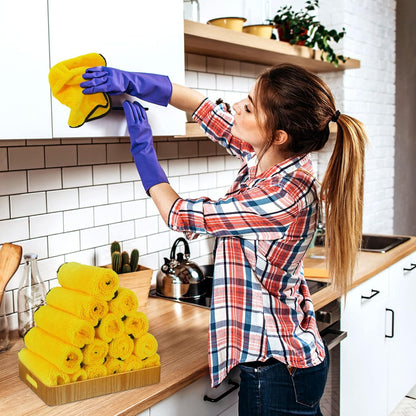Tallew 40 Pcs Microfiber Towels:16"x16" Microfiber Drying Towels Bulk Micro Fiber Car Cleaning Cloth for Cars Drying Washing Polishing Office Windows Cleaning Household Supplies (Yellow)