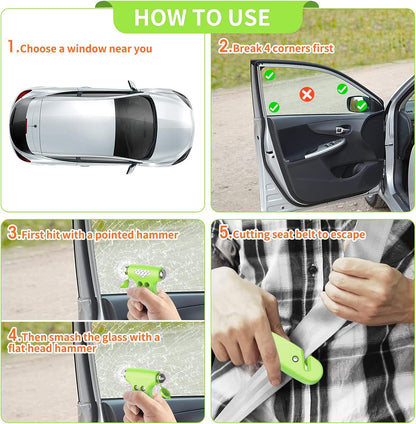 Car Safety Hammer, 2PCS Black 3-in-1 Emergency Escape Tool with Window Breaker and Seat Belt Cutter, Safety Emergency Car Escape Tool for Car, Office, Home