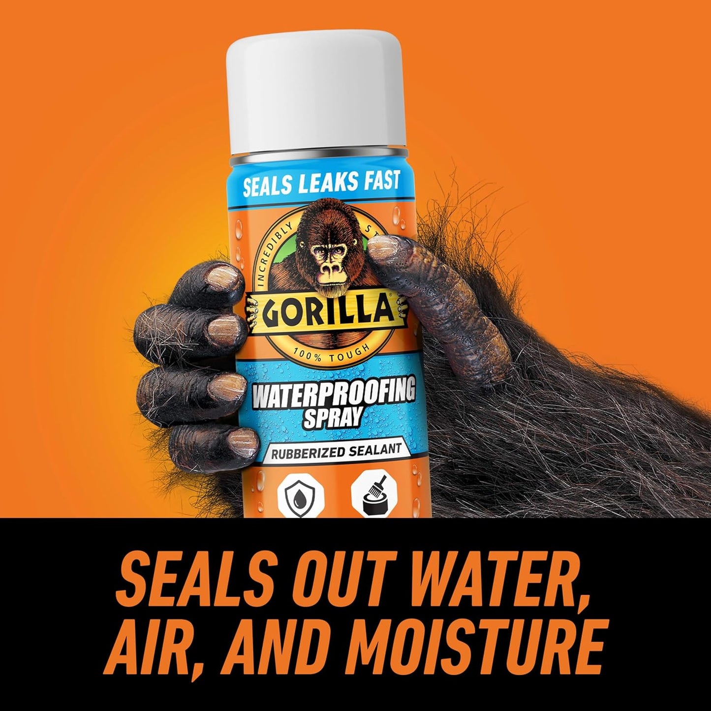 Gorilla Waterproofing Spray Clear, Flexible Rubberized Sealant Coating, Paintable UV Resistant, Seals Water Air Moisture, 14 oz (Pack of 1), for Roofs Gutters Skylights RVs Windows & More