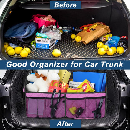 Deosk Car Trunk Organizer for SUV, Car Organizers and Storage with Reinforced Handles, Car Accessories for Women/Men 50LWaterproof Polyester Trunk Organizer, Black