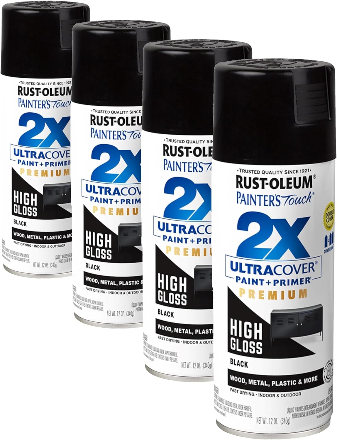 Rust-Oleum 334029 Painter's Touch 2X Ultra Cover Spray Paint, 12 oz, Gloss Clear - Colors B