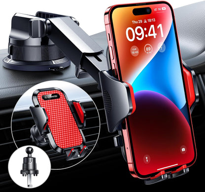 [True Military-Grade] Car Phone Holder VANMASS [Upgraded Strongest Suction&Clip] Cell Phone Mount for Dashboard Windshield Vent Kit, Truck Cradle Stand for iPhone 17 Pro Max 16 15 14 Android,Ink Black