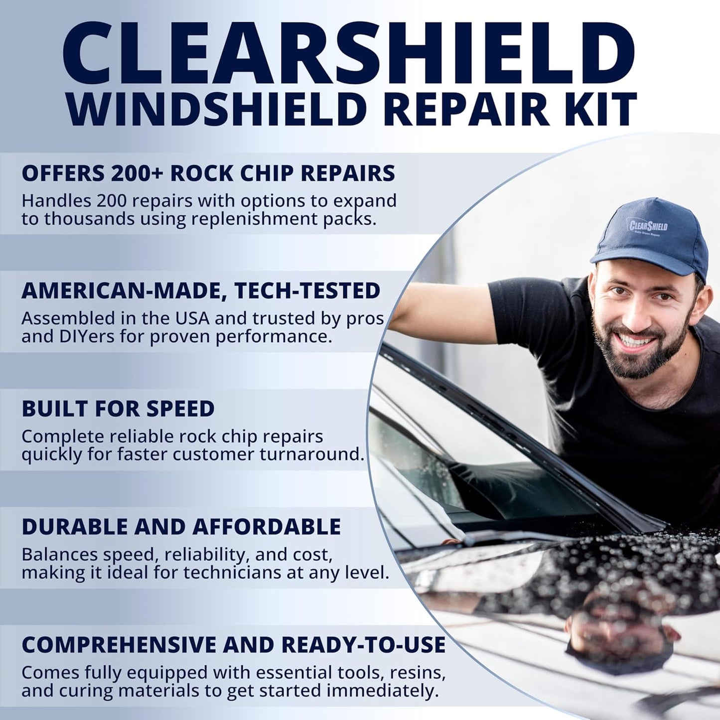 Clearshield Windshield Repair Kit - Window Rock Chip Repair Kit - Cracked Windshield Repair Kit - Auto Glass Repair Kit for 200+ Repairs