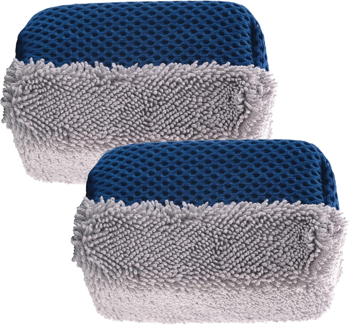 VIKING Tire Shine Applicator Sponges, Multi-Purpose Mesh and Microfiber Applicator Pad for Car Detailing, Blue and Grey, 2 Pack