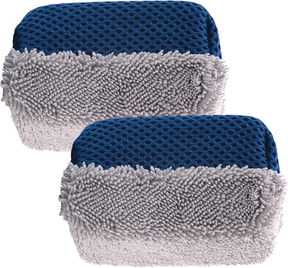 VIKING Tire Shine Applicator Sponges, Multi-Purpose Mesh and Microfiber Applicator Pad for Car Detailing, Blue and Grey, 2 Pack