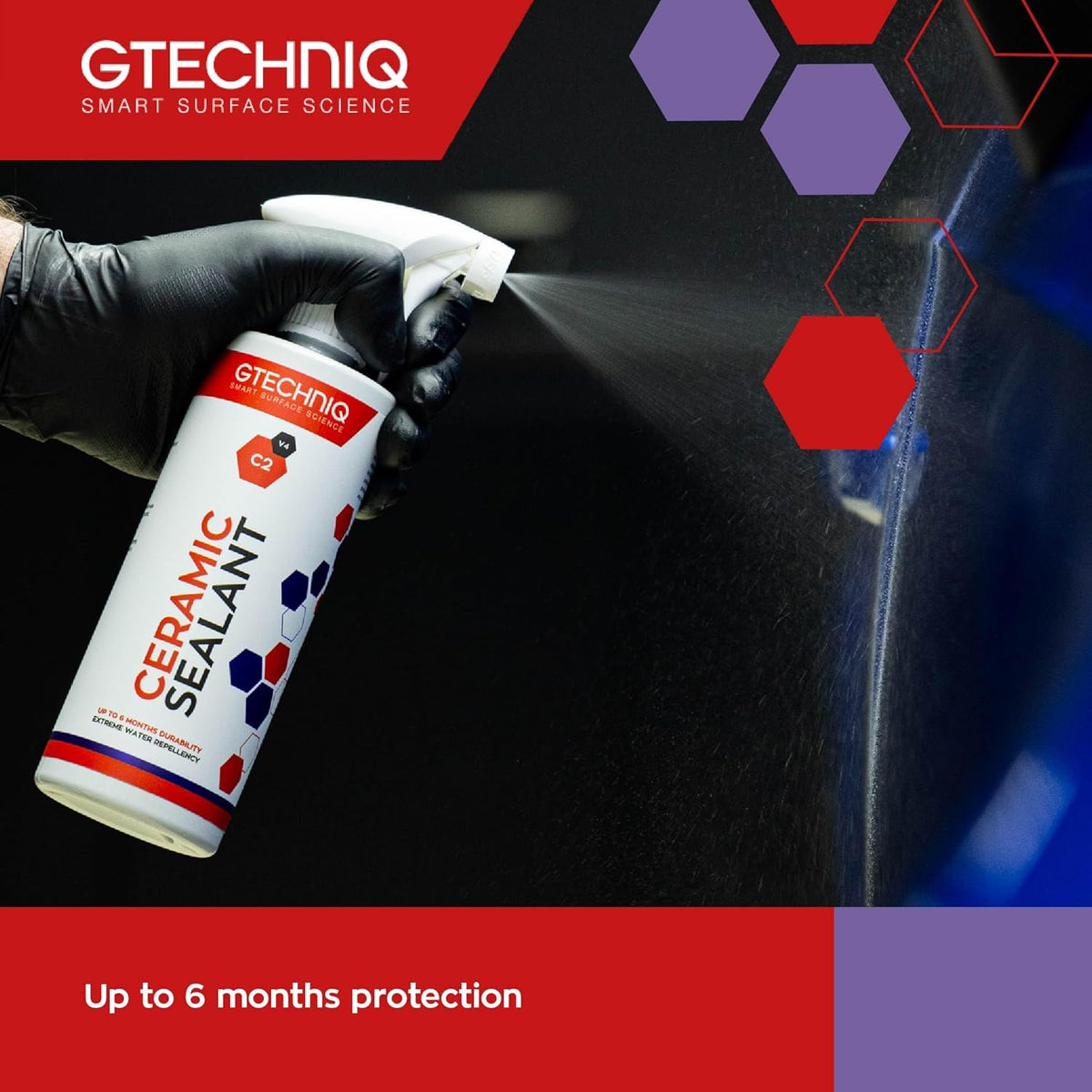 Gtechniq C2 Ceramic Sealant for Cars 16.9 fl oz | Quick Spray-On Paint Protection, Hydrophobic Barrier Repels Dirt & Water, Long-Lasting Gloss & Easy Application