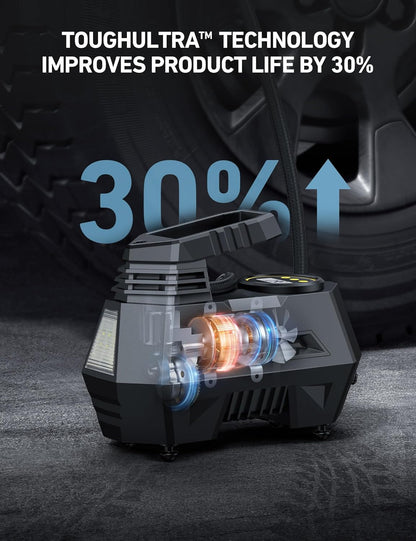 AstroAI AIRUN H Tire Inflator Portable Air Compressor,Fast Inflation Electric Air Pump for Car Tires-Car Accessories,9.8Ft Cord-12VDC-Powered Auto Shut-Off with Digital Pressure Gauge,LED Light,Yellow