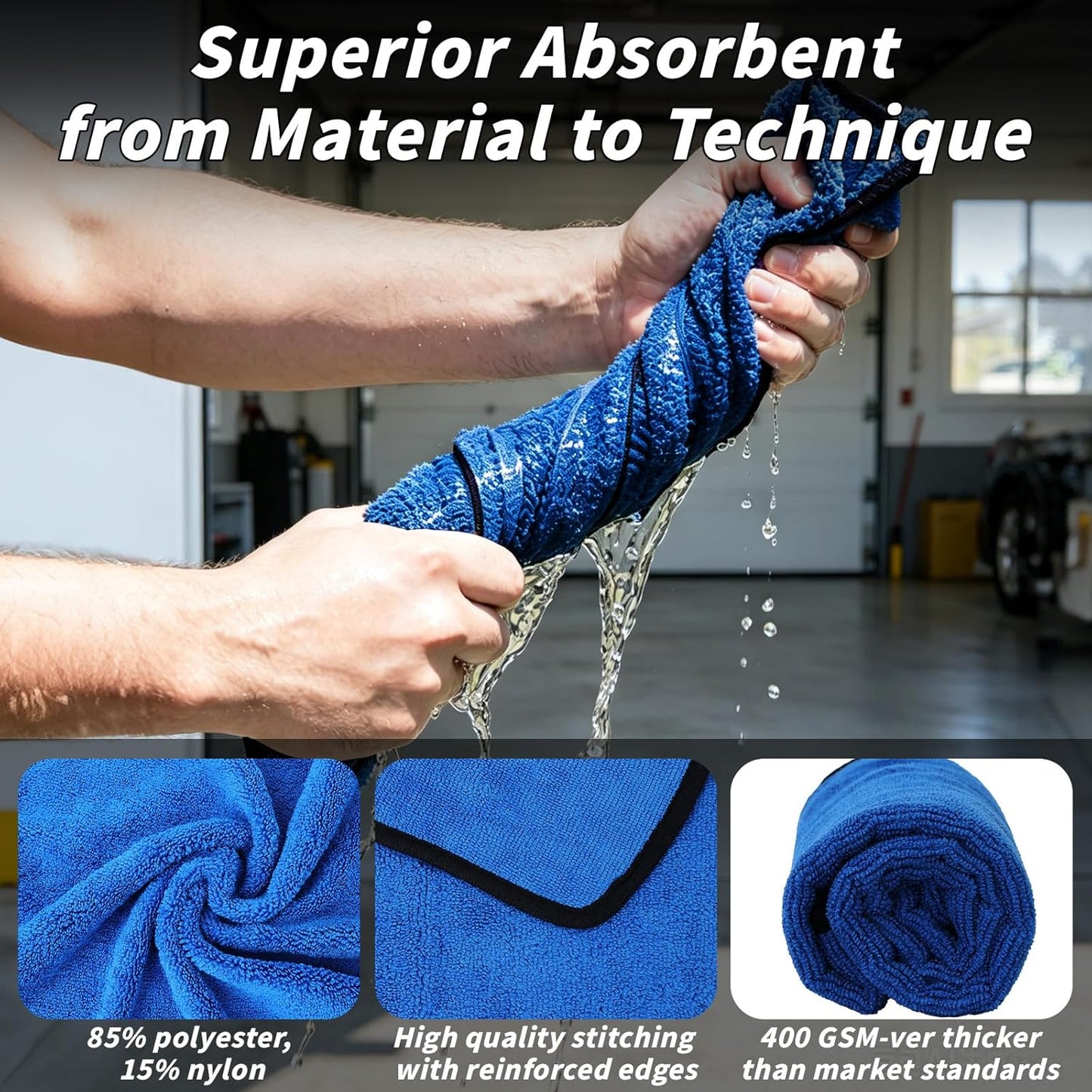 6PCS Microfiber Towels for Cars 36x25 Inch Microfiber Cleaning Cloths Bulk Soft Car Detailng Towel Cloths 450 GSM Detailing Buffing Quick Drying Towel Polishing Waxing Auto Detailing Towel Cloth