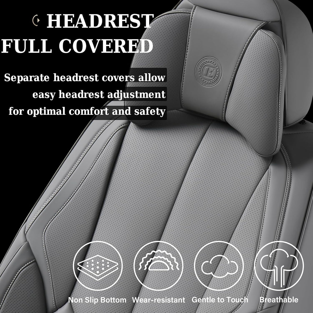 Coverado Seat Covers Full Set, Black Seat Covers for Cars 5 Seats, Car Seat Protector, Waterproof Nappa Leather Car Seat Cushion, Front and Rear Car Seat Cover Fit for Most Sedans SUV Pick-up Truck - Colors A