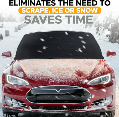 EcoNour Windshield Cover for Ice and Snow - Universal Fit for Car, SUV, Truck, Heavy Duty 600D Oxford Fabric Frost Protector for Ice & Sleet, Includes Anti-Theft Straps, Medium (69"x42")