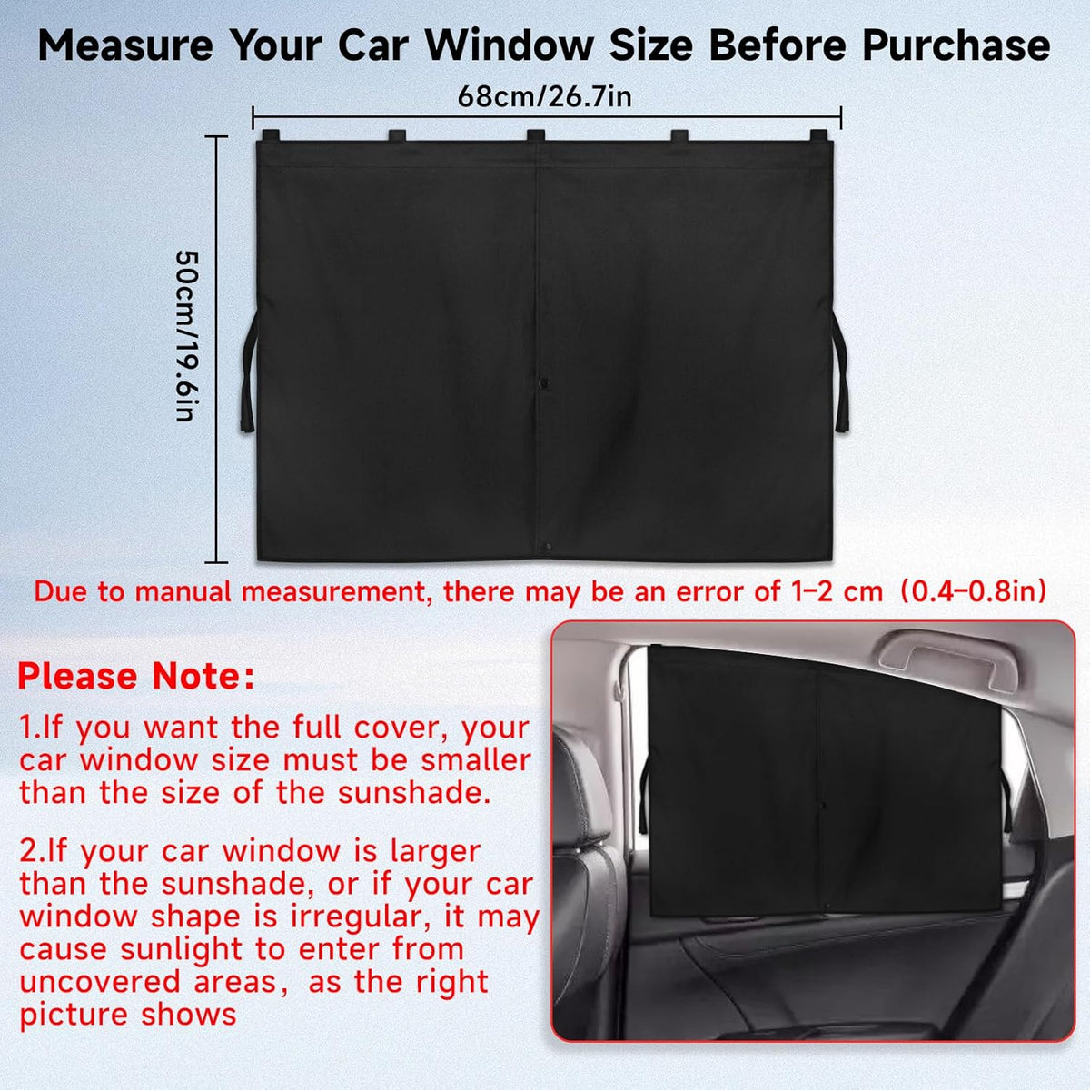Car Window Shades, 2 PCS Magnetic Double Layer Auto Sun Shade for Side Windows Privacy Full Covers/Half Shade Options Back Car Window Curtains for Baby Protection