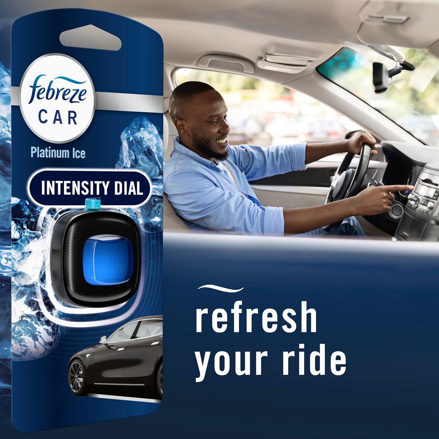 Febreze Car Air Freshener Vent Clip Platinum Ice Scent, .07 oz. Car Vent Clip, 2 Count
