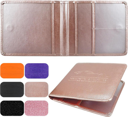 LumiMokki Car Registration and Insurance Holder, Leather Registration and Insurance Card Holder, Vehicle Glove Box Organizer - For Documents, Cards, License (Black)
