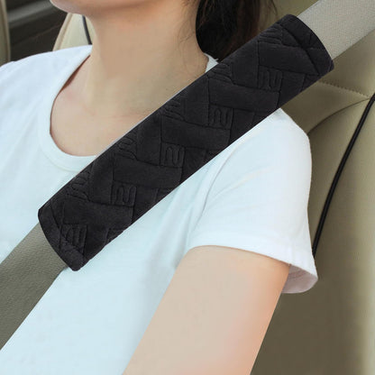 Amooca Soft Auto Seat Belt Cover Seatbelt Shoulder Pad 2 PCS for a More Comfortable Driving Compatible with All Cars and Backpack Black