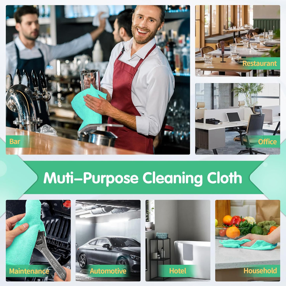 FIXSMITH Microfiber Cleaning Cloth - Pack of 50, Microfiber Towels for Cars 16 x 12 in, Highly Absorbent Cleaning Rags, Lint-Free, Streak-Free Cleaning Cloths for Car Kitchen Home Office