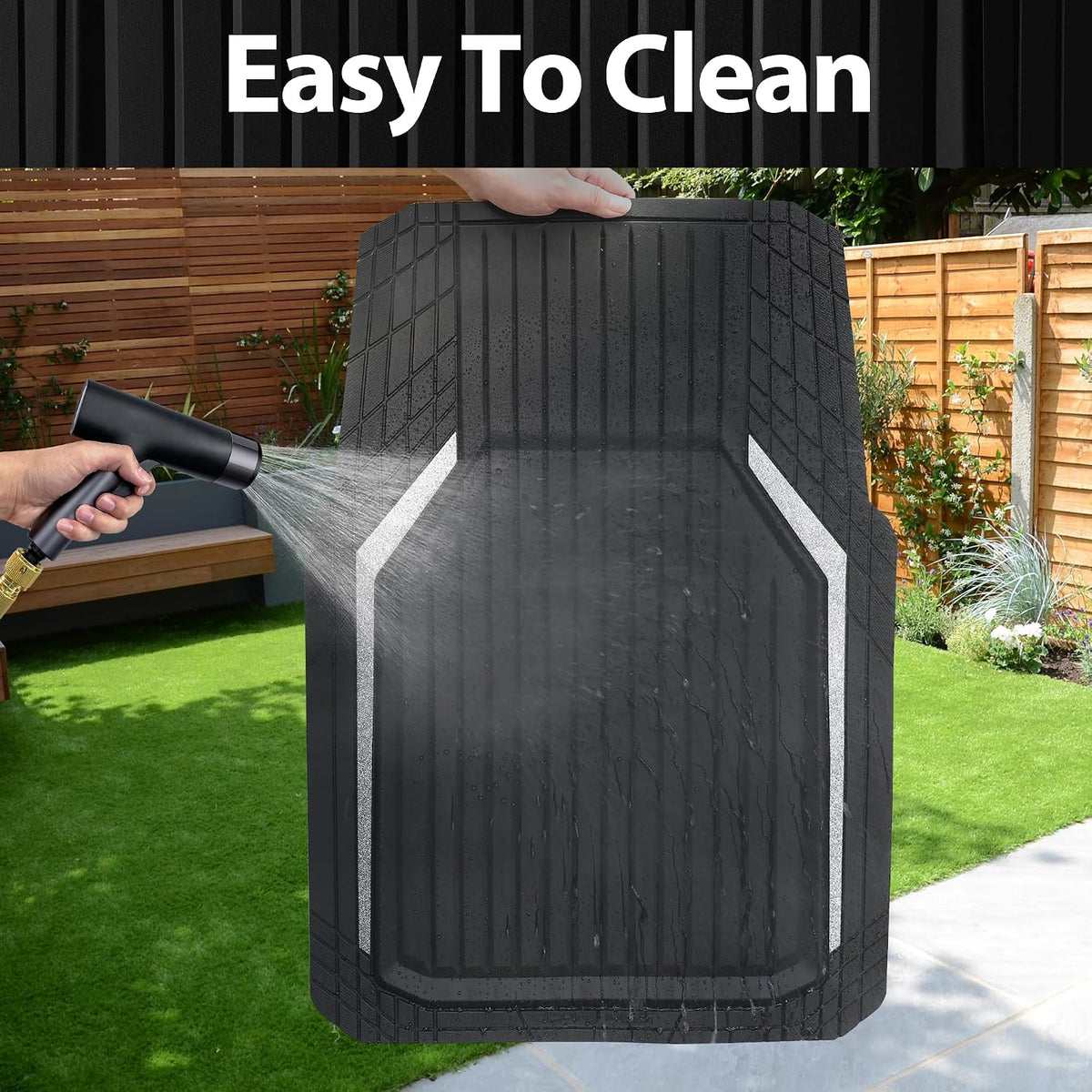 CAR PASS Heavy Duty Rubber Floor Mats for Car, Waterproof Liner Deep Dish Car Mats Full Sets, Universal Trim to Fit for SUV Truck Sedans Vans, All Weather Automotive Floor Mats 3pcs, Solid Black