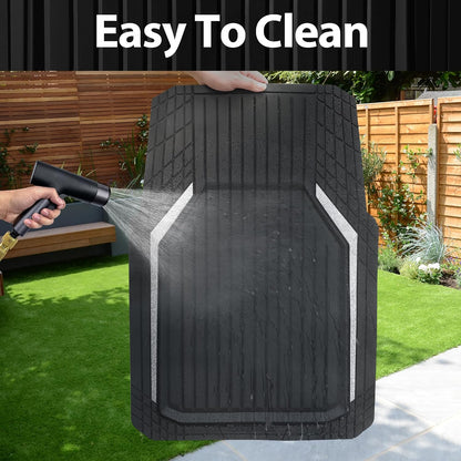 CAR PASS Heavy Duty Rubber Floor Mats for Car, Waterproof Liner Deep Dish Car Mats Full Sets, Universal Trim to Fit for SUV Truck Sedans Vans, All Weather Automotive Floor Mats 3pcs, Solid Black