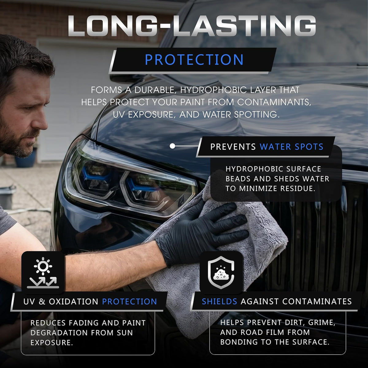 Graphene Ceramic Coating - Ceramic Spray Coating for Cars - Hydrophobic Protection Repels Water - Enhances Gloss and Shine - Protects Paint from Contaminants and Water Spots (16oz)