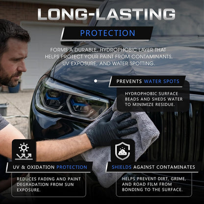 Graphene Ceramic Coating - Ceramic Spray Coating for Cars - Hydrophobic Protection Repels Water - Enhances Gloss and Shine - Protects Paint from Contaminants and Water Spots (16oz)