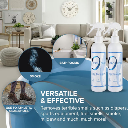 Zero Odor Multi-Purpose Odor Eliminator - Eliminate Air & Surface Odor – Patented Technology Best for Bathroom, Kitchen, Fabric, Closet- Smell Great Again, 8oz (Over 1000 Sprays)