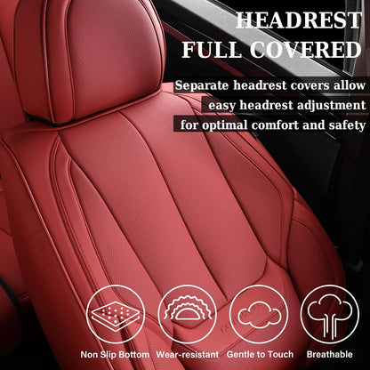 Coverado Seat Covers Full Set, Black Seat Covers for Cars 5 Seats, Car Seat Protector, Waterproof Nappa Leather Car Seat Cushion, Front and Rear Car Seat Cover Fit for Most Sedans SUV Pick-up Truck - Colors A