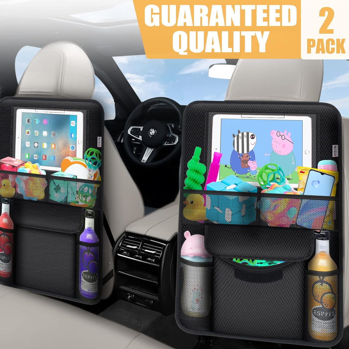 Meolsaek Kick Mats Back Seat Protector, Waterproof Oxford Seat Back Protector, Car Seat Back Protector for Kids, Back of Seat Protector for Kids Feet Car Seat (Black A -1pc)