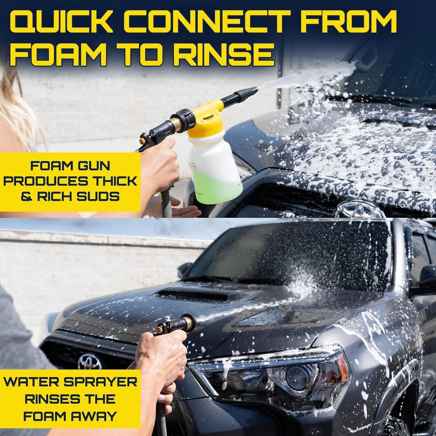 Foam King Car Wash Foam Gun, Foam Cannon for Hose Garden - The King of Suds - Ultimate Scratch Free Cleaning Car Soap Sprayer - Snow Foaming Blaster Fits all Garden Hose