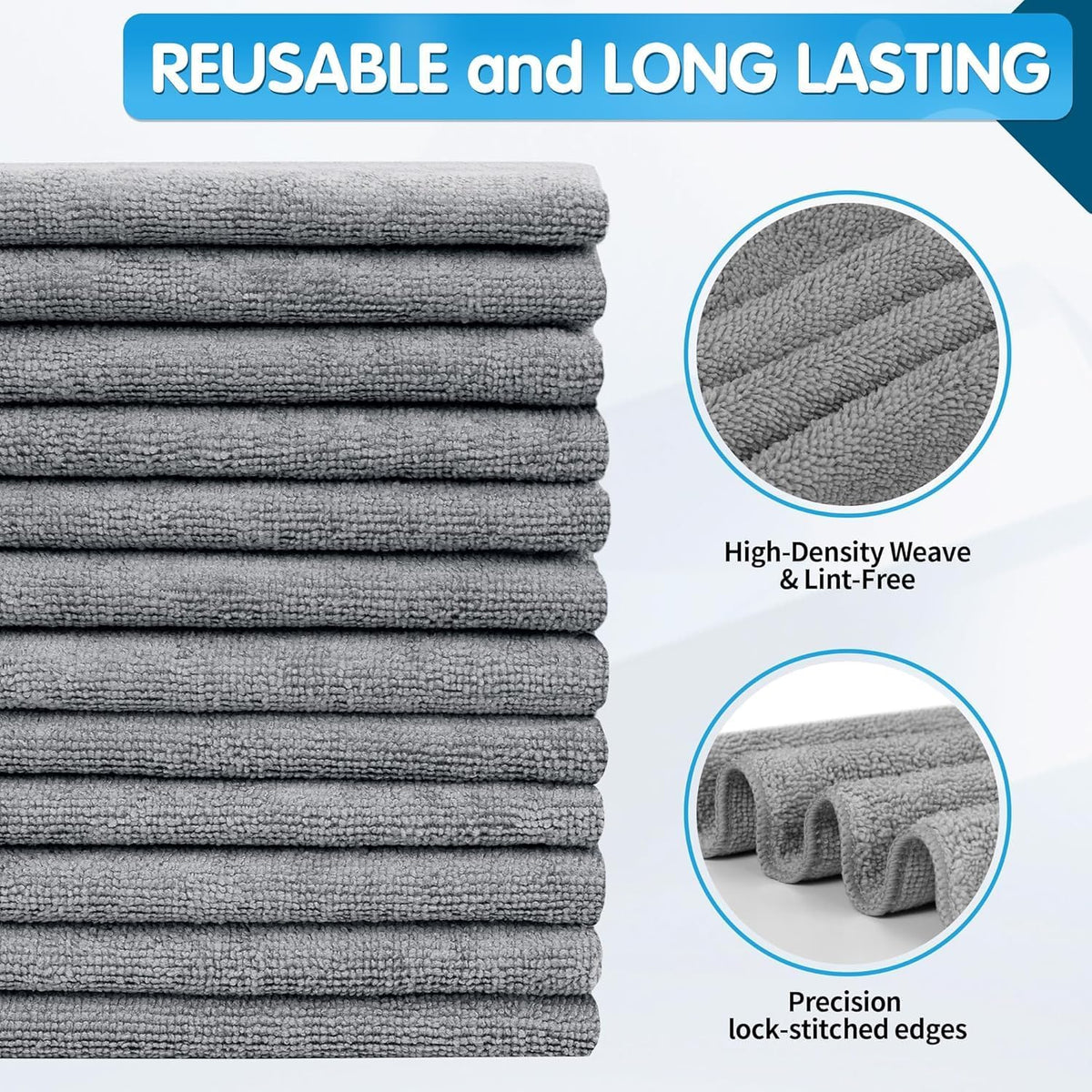 FIXSMITH Microfiber Cleaning Cloth - Pack of 50, Microfiber Towels for Cars 16 x 12 in, Highly Absorbent Cleaning Rags, Lint-Free, Streak-Free Cleaning Cloths for Car Kitchen Home Office
