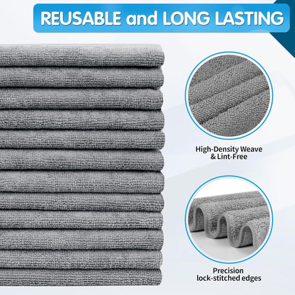 FIXSMITH Microfiber Cleaning Cloth - Pack of 50, Microfiber Towels for Cars 16 x 12 in, Highly Absorbent Cleaning Rags, Lint-Free, Streak-Free Cleaning Cloths for Car Kitchen Home Office