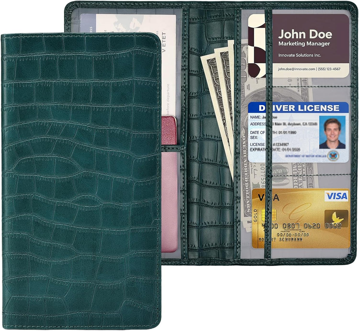 Car Registration and Insurance Holder, Black Vehicle Glove Box Car Organizer with Magnetic Closure for Documents, Cards, License Car Organization, 1 Pack