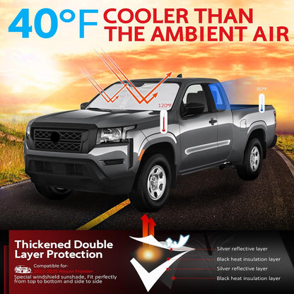 KAYZT Windshield Sun Shade for 2019-2025 2026 Chevy Silverado 1500 /GMC Sierra 1500 2500HD 3500HD Foldable Sunshade Front Window Custom Fit Car Accessories - Colors B