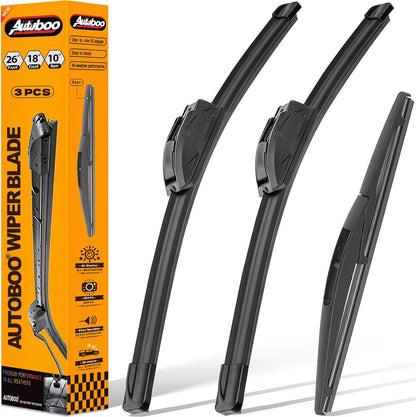 AUTOBOO 3-Pack Windshield Wiper Blades for Subaru Outback 2020-2025, Original Equipment Replacement 26"+18" Front and 16" Rear, All-Weather Performance, Easy One-Click Install