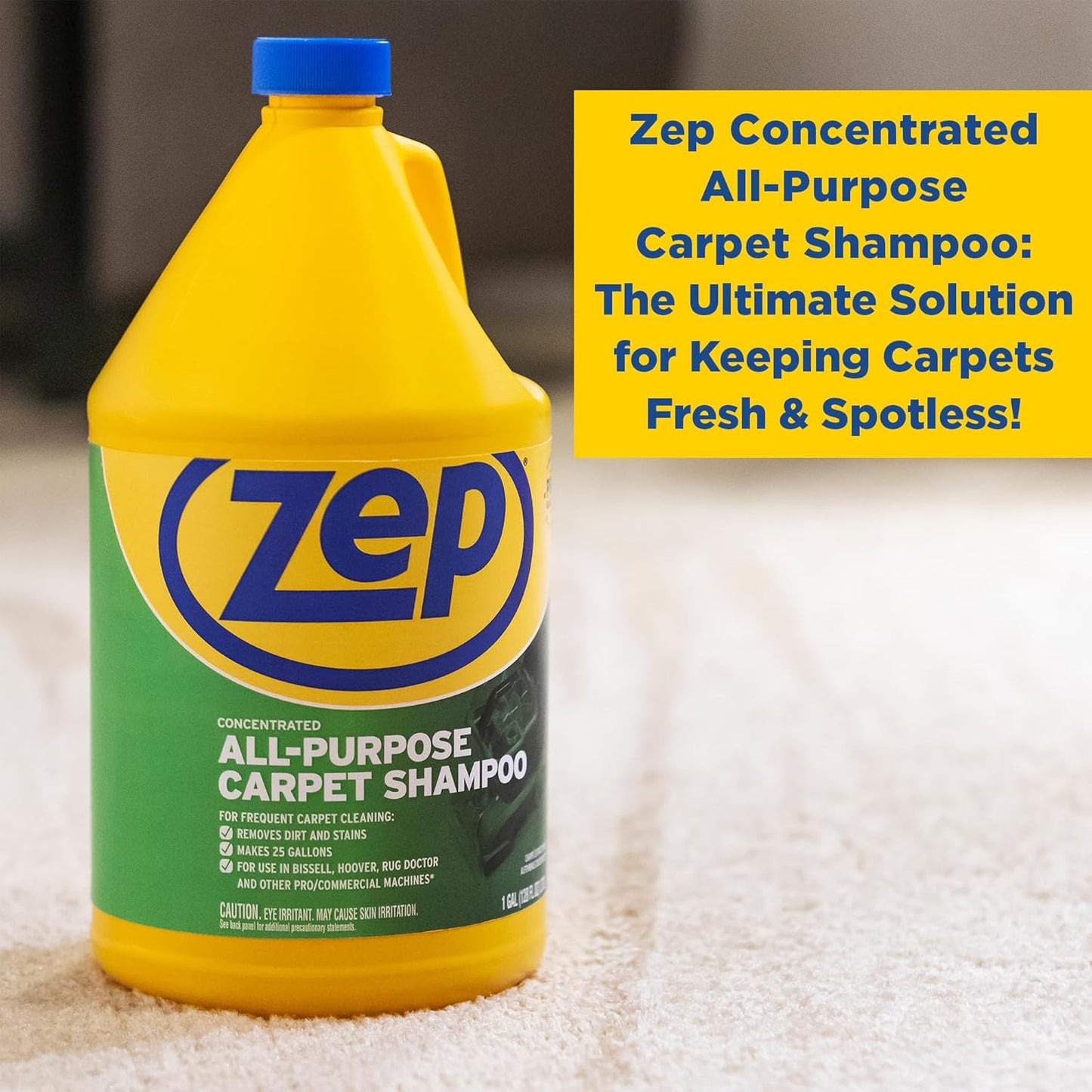 Zep All-Purpose Carpet Shampoo Concentrate Cleaner - 1 Gallon - ZUCEC128 - Professional Formula Removes Dirt and Stains