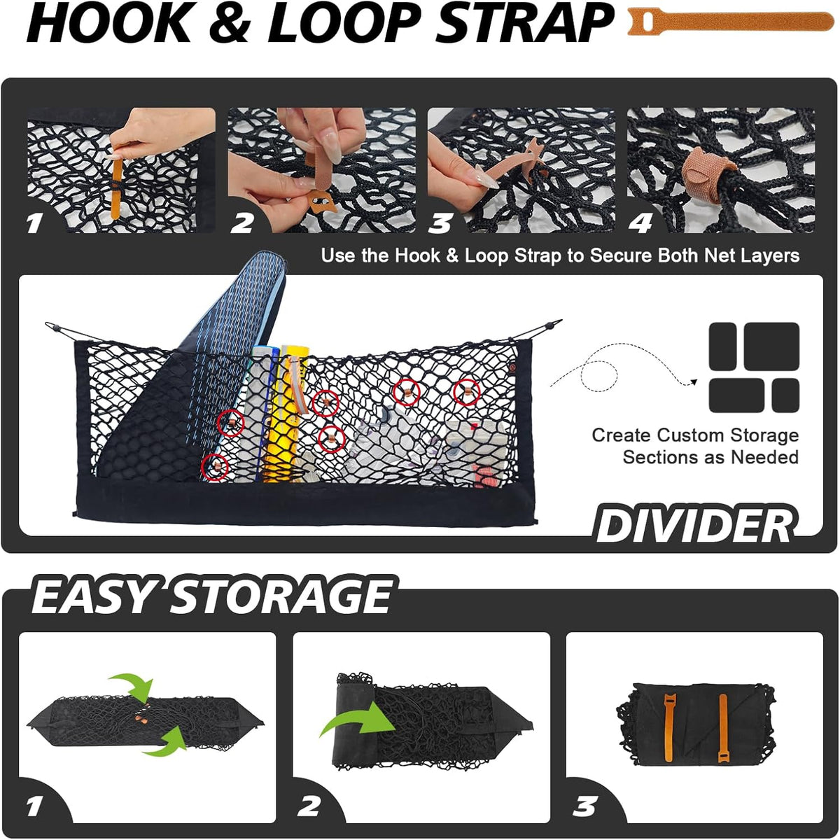Muslogy Truck Bed Cargo Net Trunk Netting Compatible with 2023-2025 2026 Honda CR-V Accessories, Pickup Cargo Organizer SUV Sedan Storage Net w/Heavy Duty Carabiners - Colors B