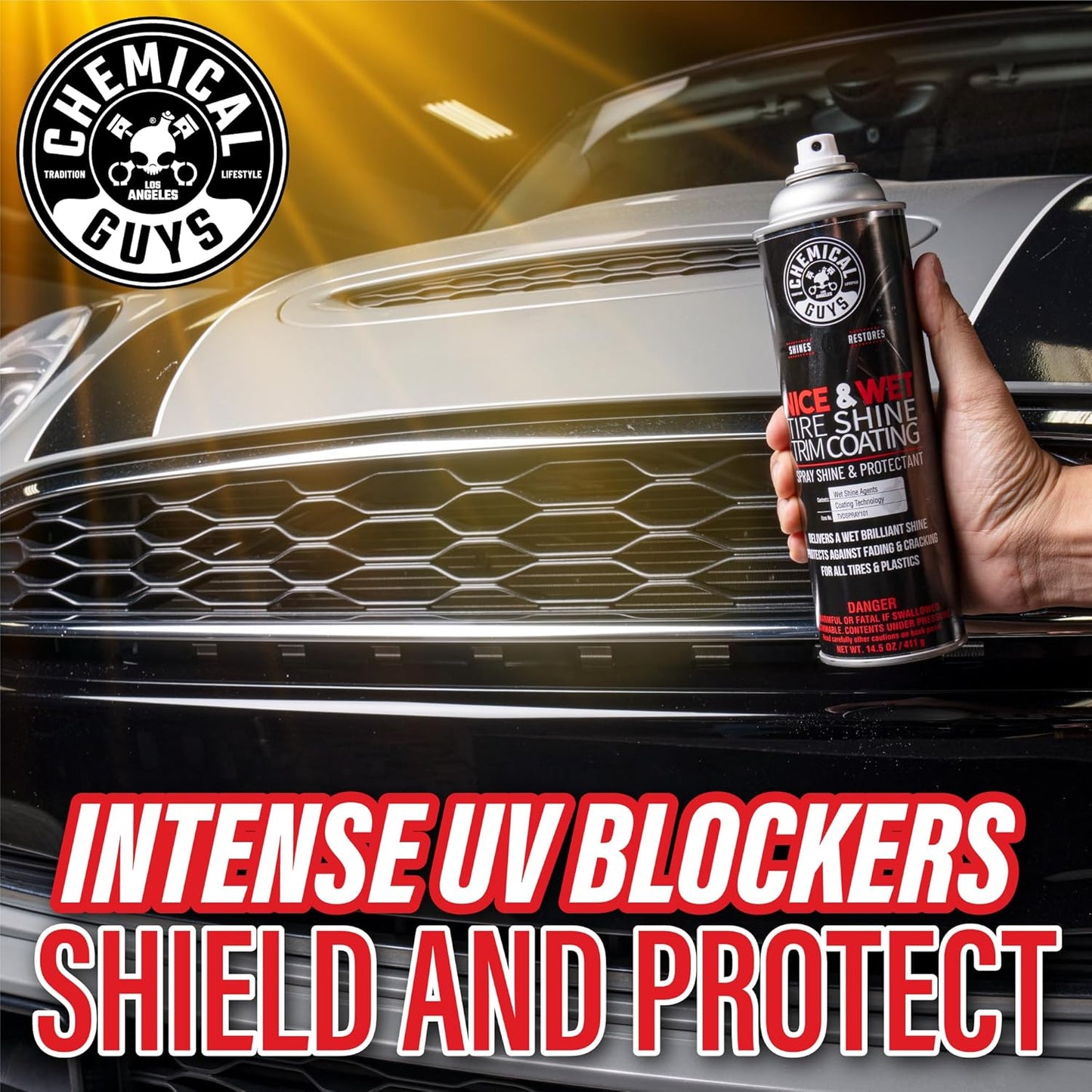 Chemical Guys TVDSPRAY101 Nice & Wet Tire Shine Trim Coating for Rubber, Plastic and Vinyl, Safe for Cars, Trucks, SUVs, Motorcycles, RVs & More, 14.5 fl oz