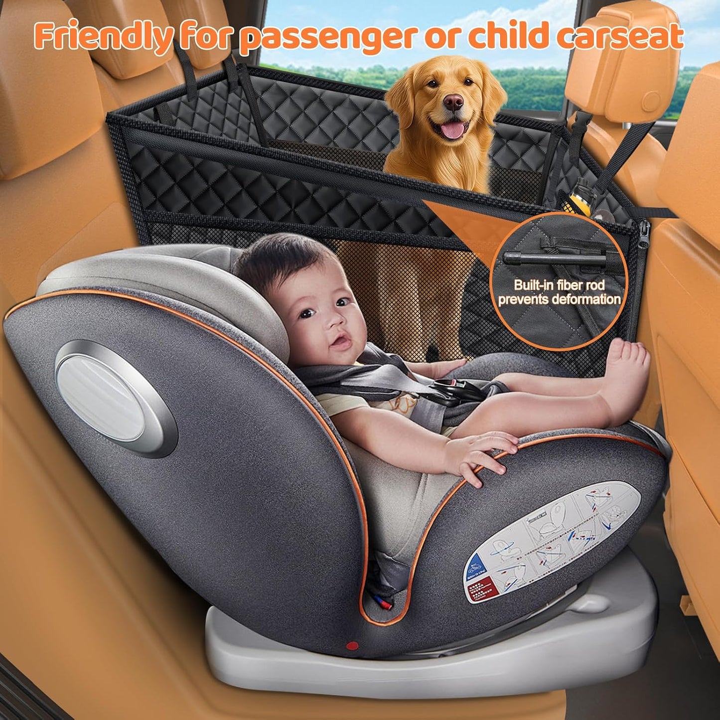URPOWER Dog Car Seat Cover for Pets 100% Waterproof Seat Cover Hammock 600D Heavy Duty Scratch Proof Nonslip Durable Soft Back Seat Covers for Cars and SUVs