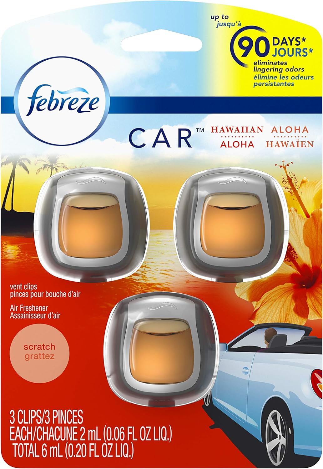 Febreze Car Air Freshener Vent Clip Platinum Ice Scent, .07 oz. Car Vent Clip, Pack of 4